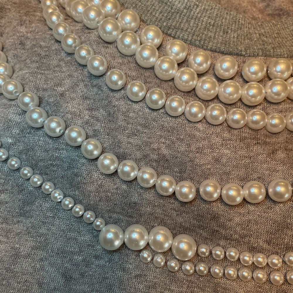 🆕Boston Proper Gray Pearl Embellished Jogger Set🩶 - Picture 10 of 13